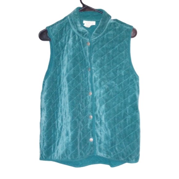 Apple Seeds Velvet Teal Snap Button Vest Size Medium - Picture 1 of 3